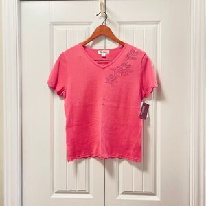 NWT Pink Floral Knit Cottagecore Tee Blouse